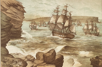 <a href='/blogs/first-fleet'>First Fleet</a> entering Port Jackson