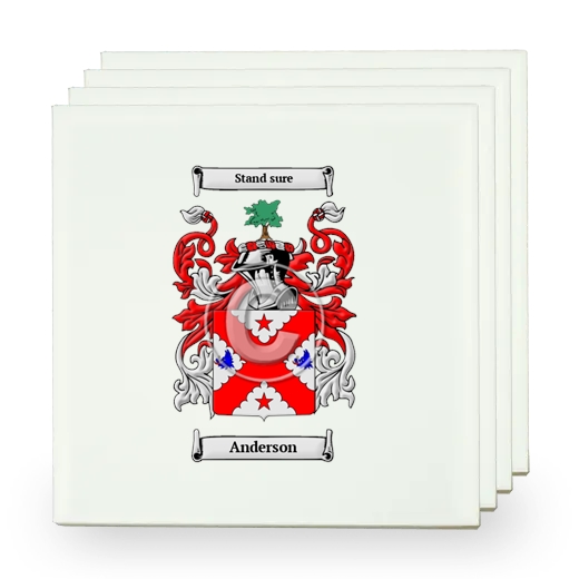 Set of Four Small Tiles with Coat of Arms