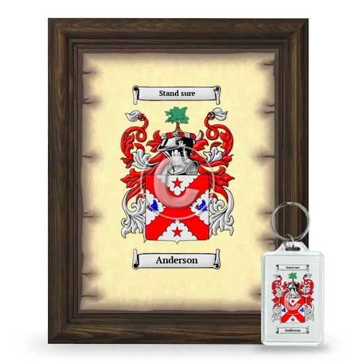 Framed Coat of Arms and Keychain - Brown