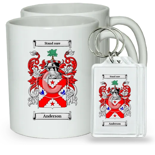 Pair of Coffee Mugs and Pair of Keychains