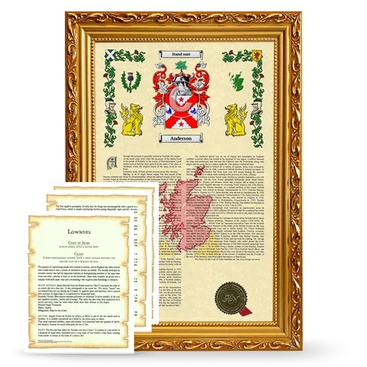 Framed Armorial History and Symbolism - Gold