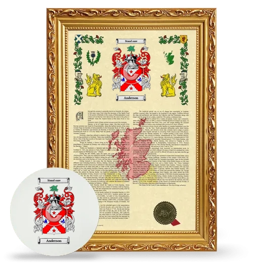 Framed Armorial History and Mouse Pad - Gold